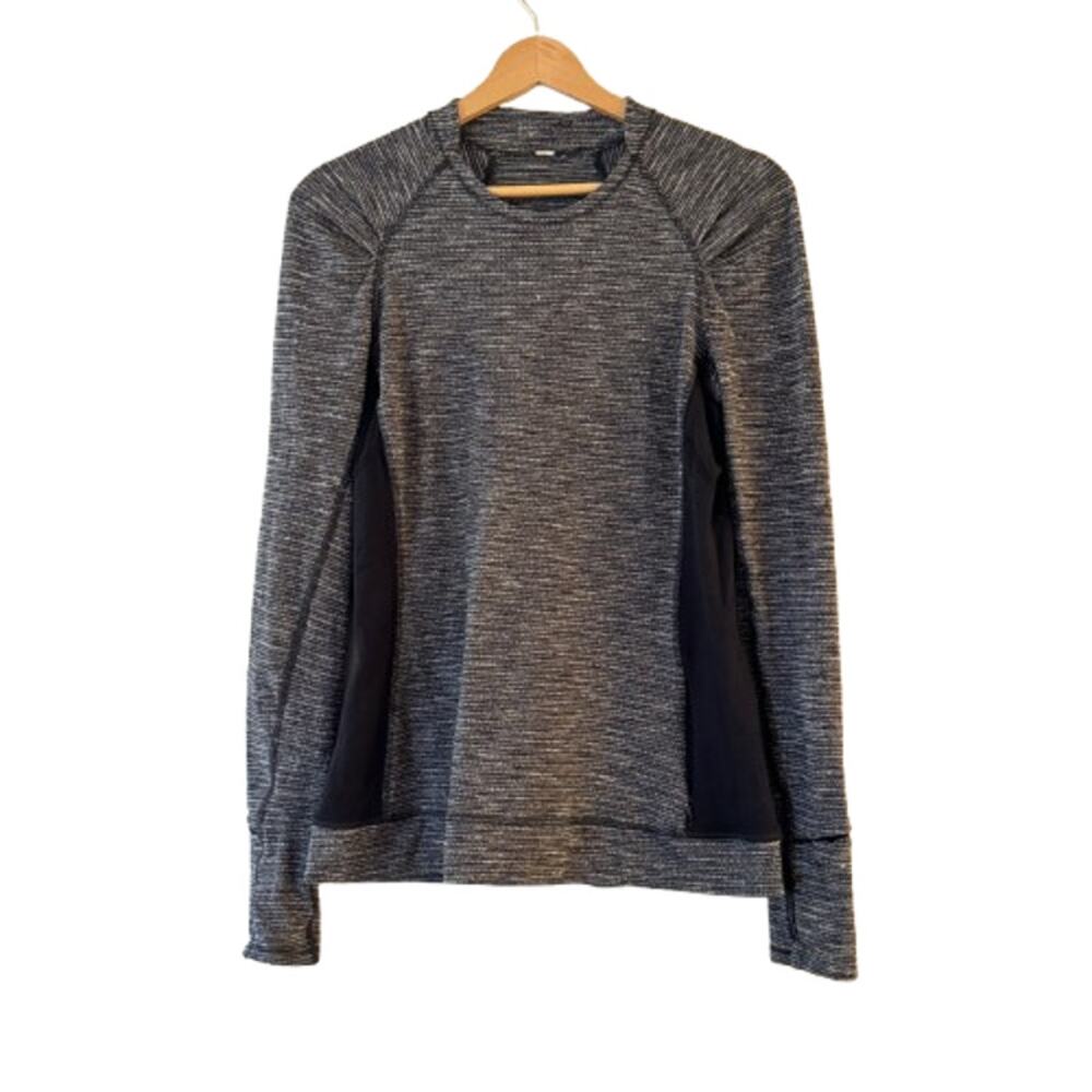 Lululemon Think Fast Long Sleeve Top Womens Size 6 Gray Black Running Pullover